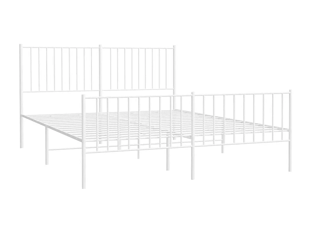 Cadre de lit métal avec tête de lit-pied de lit blanc 160x200