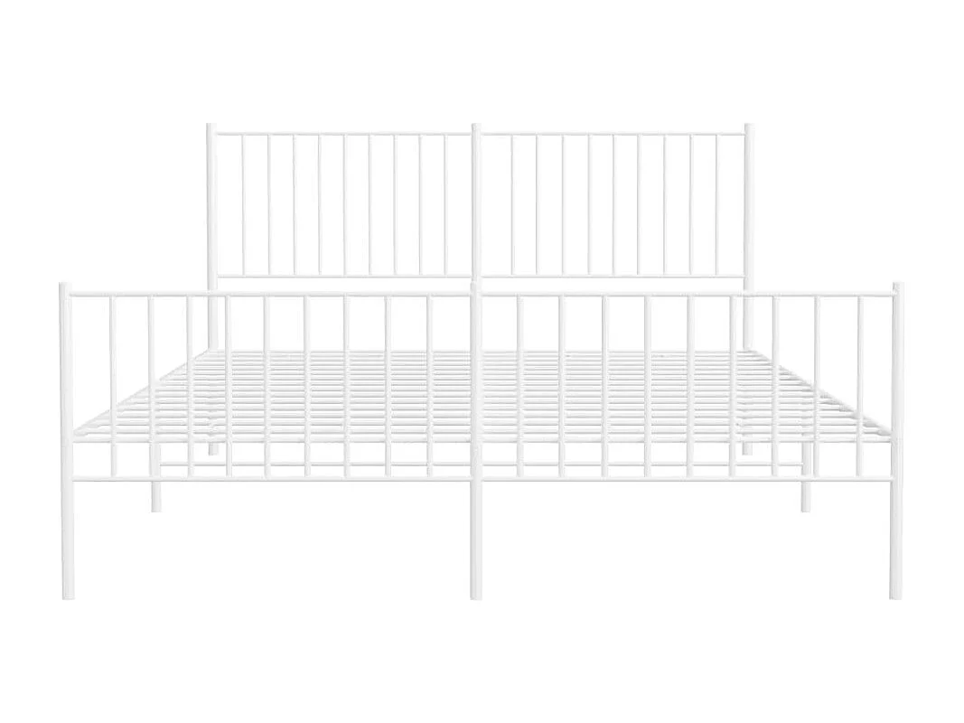 Cadre de lit métal avec tête de lit-pied de lit blanc 160x200