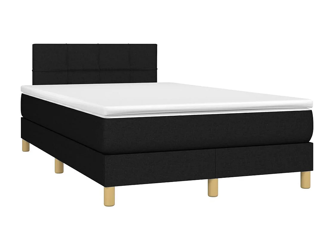 Sommier à lattes de lit matelas et LED noir 120x190 tissu