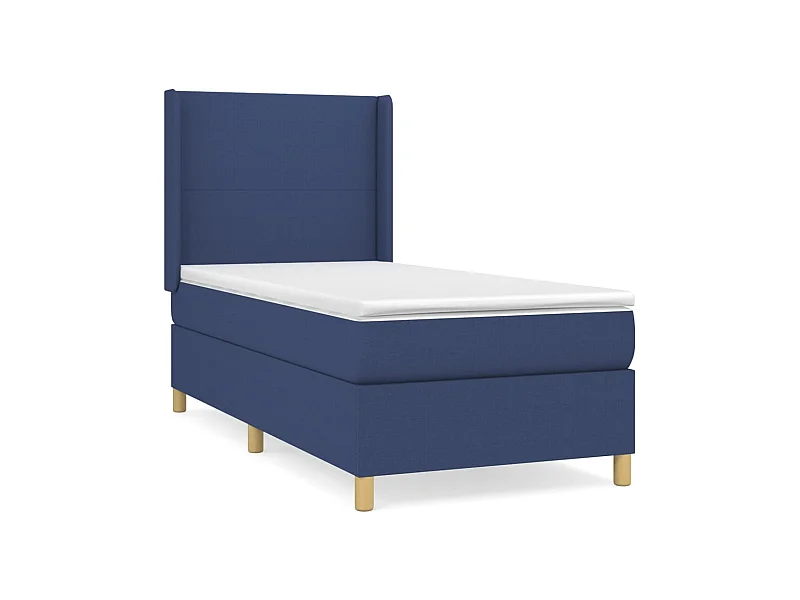 Lit à sommier tapissier avec matelas Bleu 90x190 Tissu