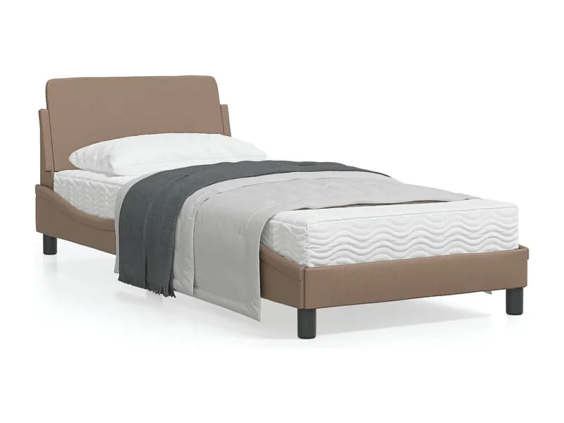 Cadre de lit avec tête de lit Cappuccino 90x190 Similicuir