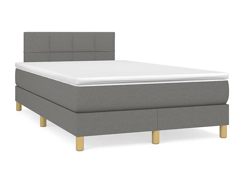 Sommier à lattes de lit avec matelas gris foncé 120x190 tissu
