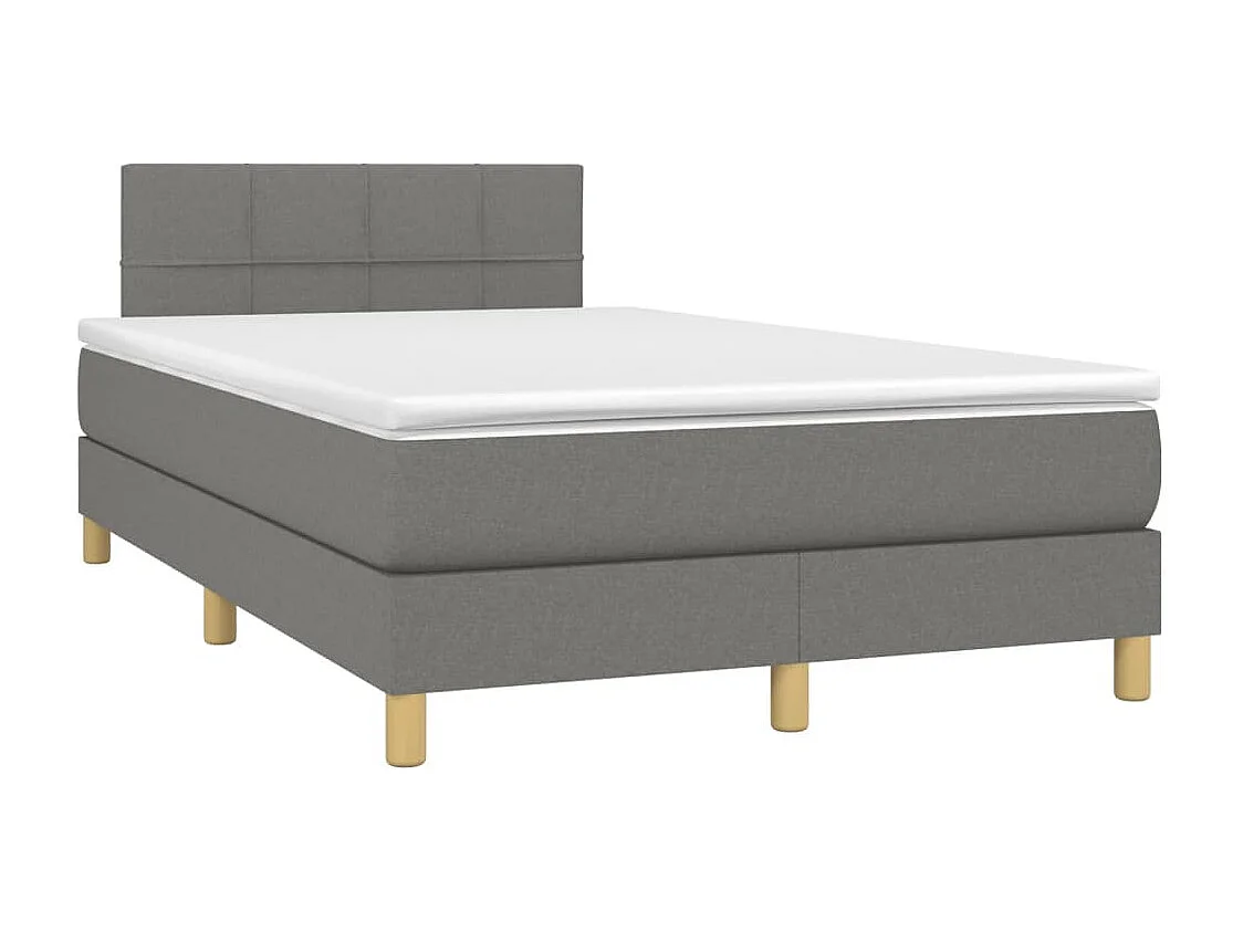 Sommier à lattes de lit avec matelas gris foncé 120x190 tissu