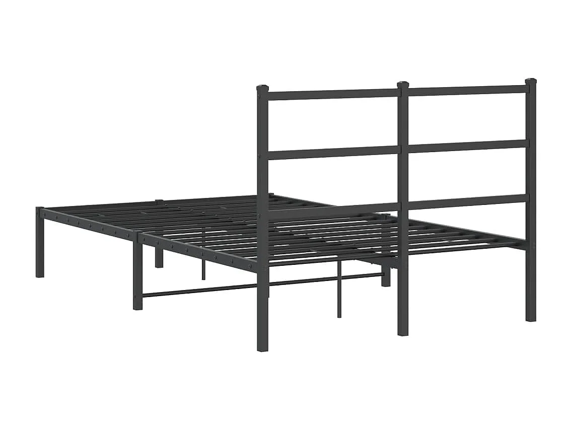 Cadre de lit métal avec tête de lit noir 120x190