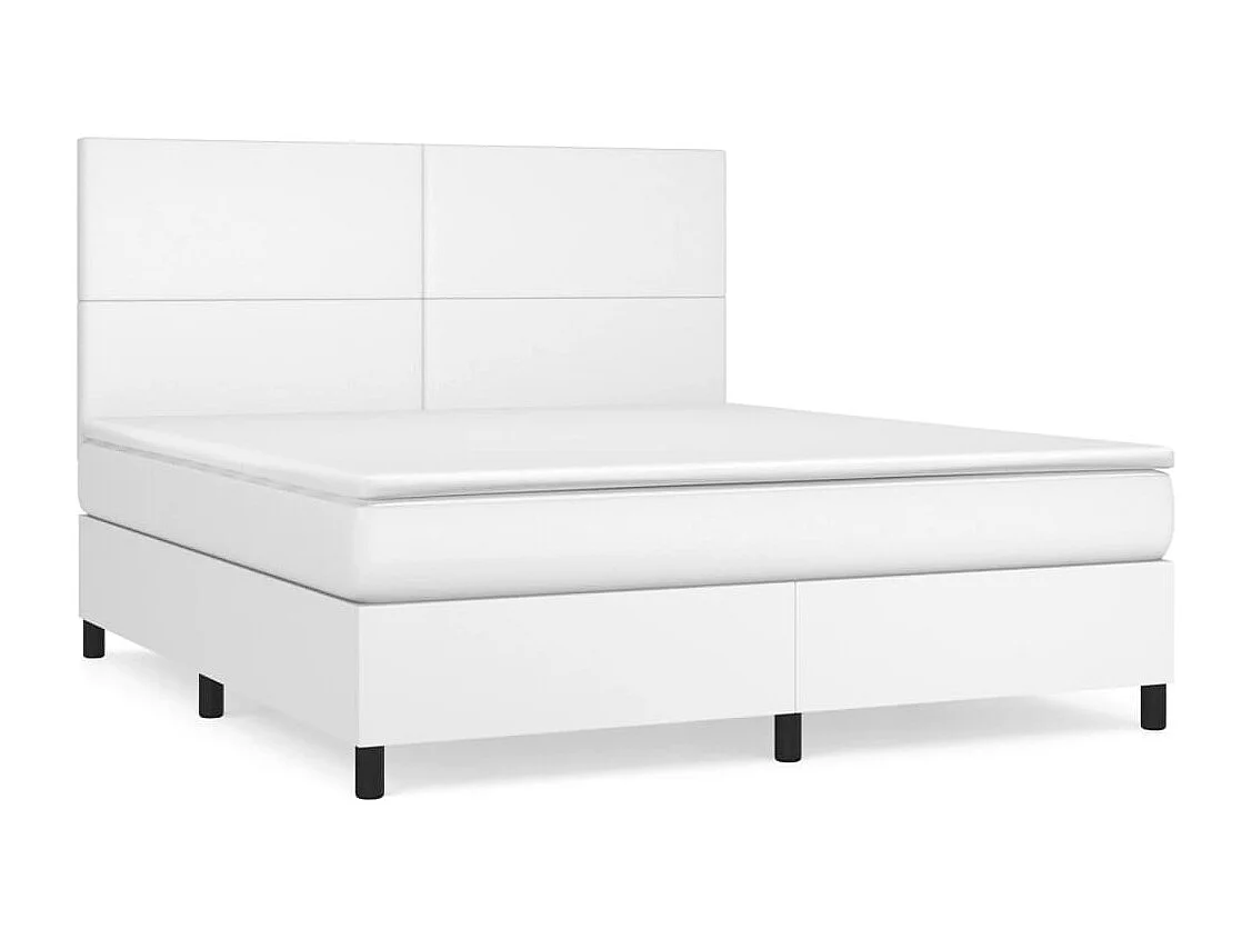 Sommier à lattes de lit avec matelas Blanc 180x200 Similicuir