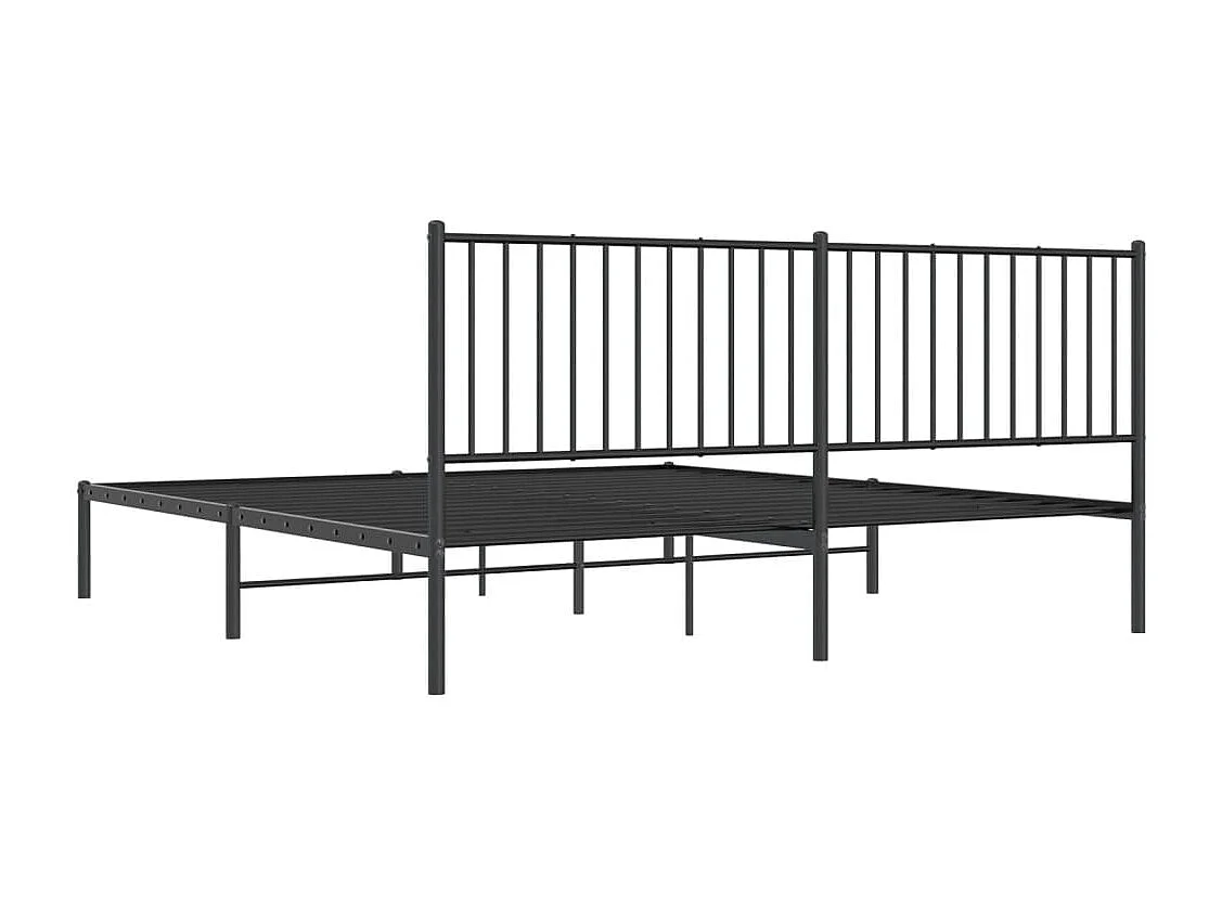 Cadre de lit métal avec tête de lit noir 180x200