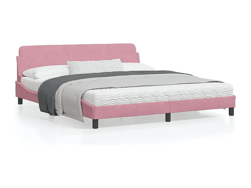 Cadre de lit avec tête de lit Rose 180x200 Velours
