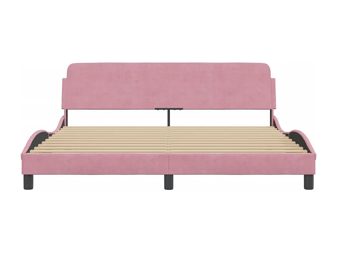 Cadre de lit avec tête de lit Rose 180x200 Velours