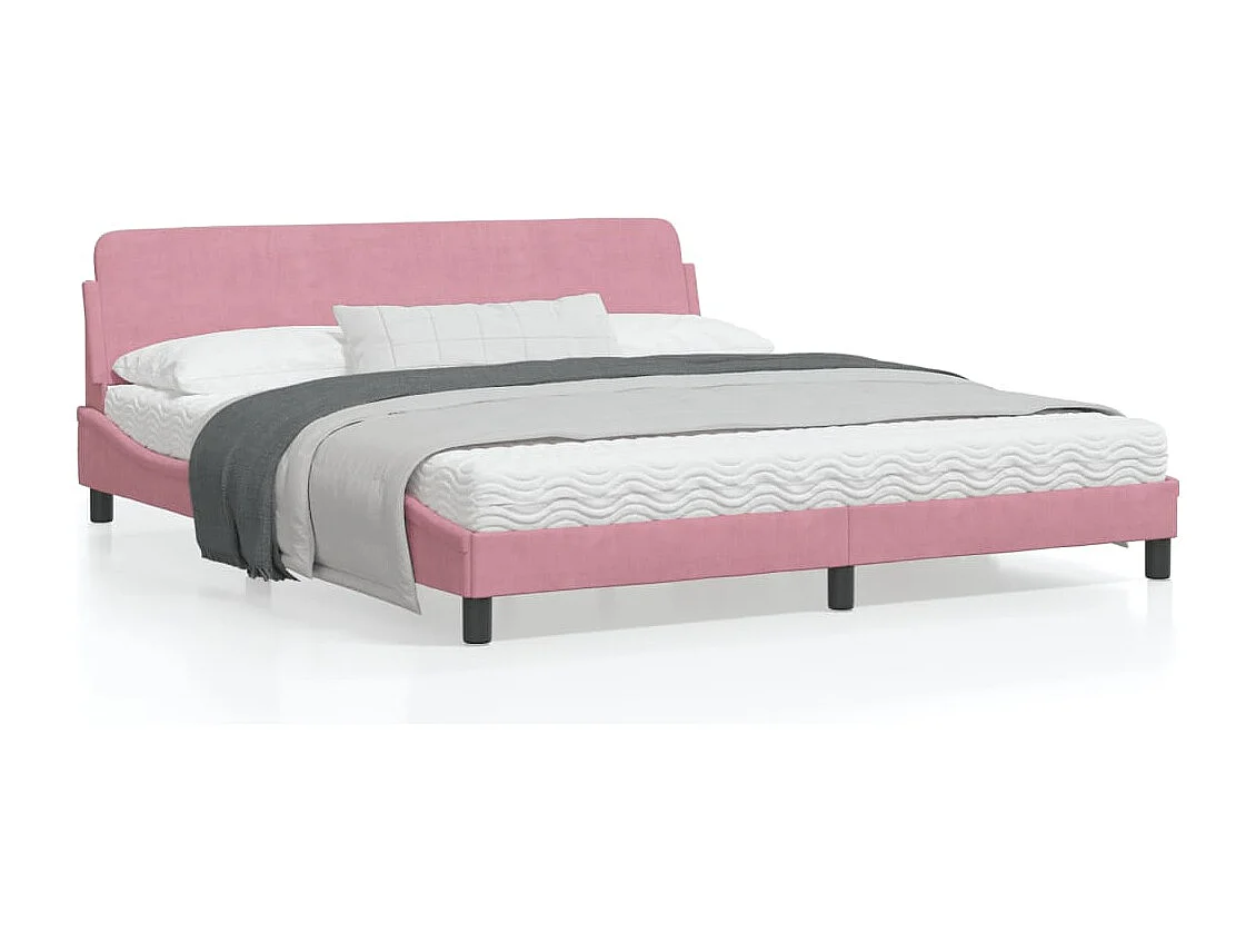 Cadre de lit avec tête de lit Rose 180x200 Velours