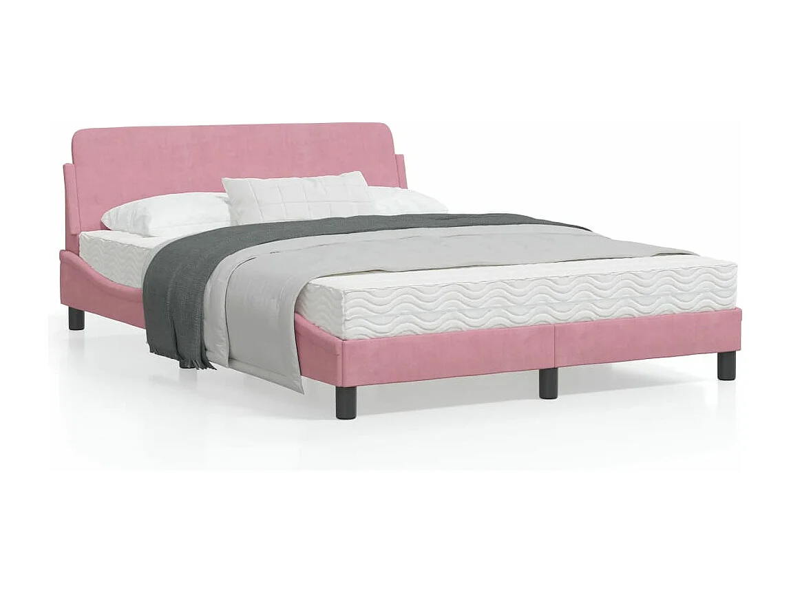 Cadre de lit avec tête de lit Rose 140x190 Velours