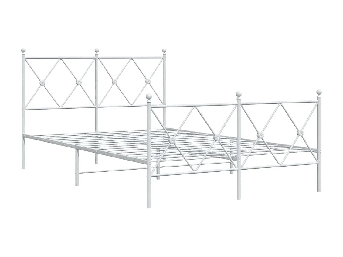 Cadre de lit métal avec tête de lit-pied de lit blanc 120x200