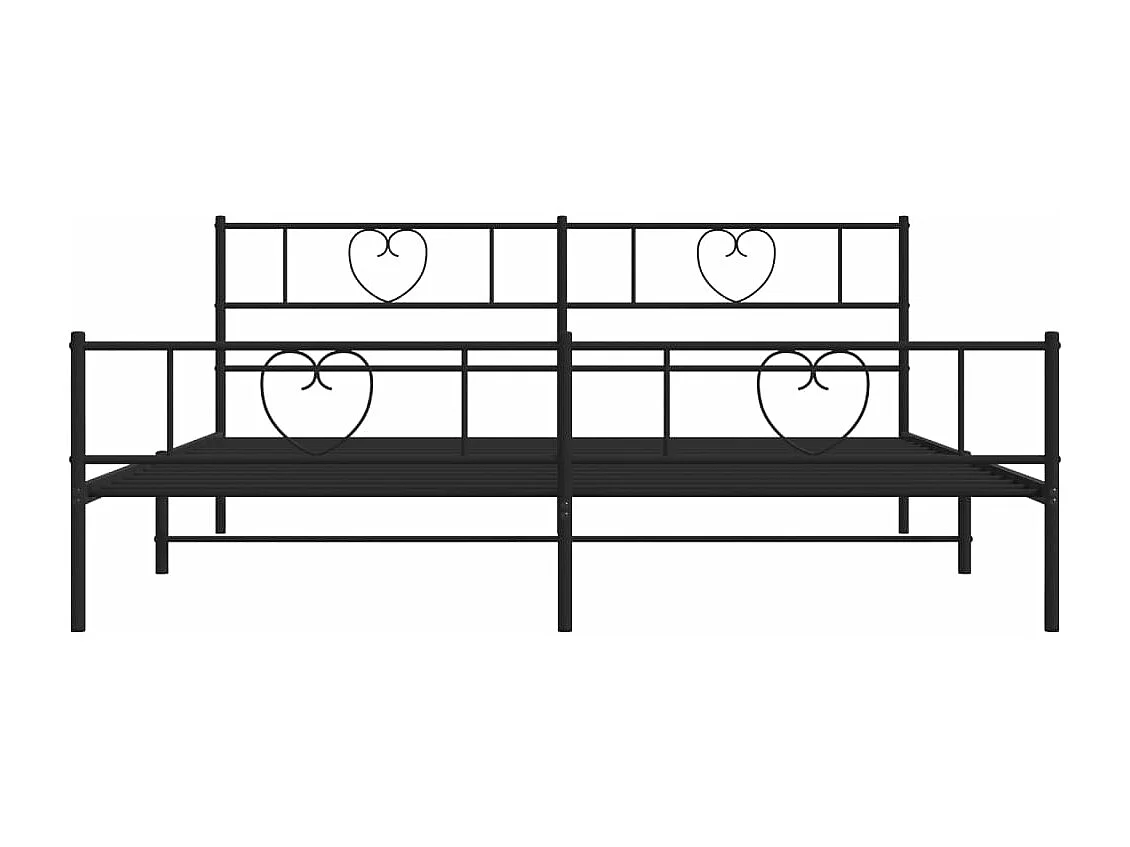 Cadre de lit métal avec tête de lit-pied de lit noir 183x213