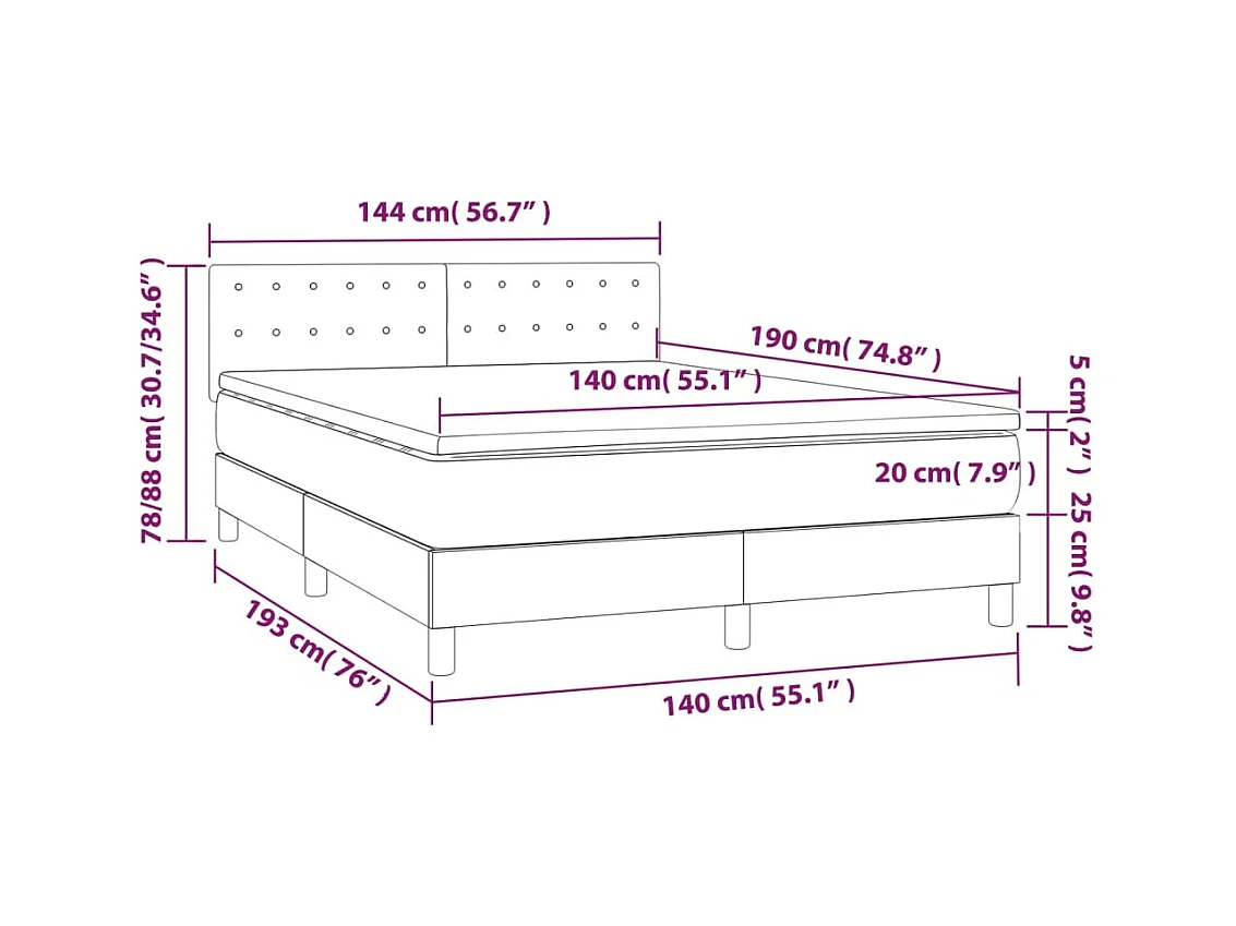 Sommier à lattes de lit avec matelas Cappuccino 140x190