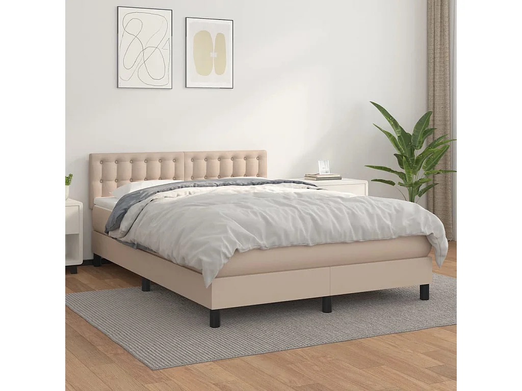 Sommier à lattes de lit avec matelas Cappuccino 140x190