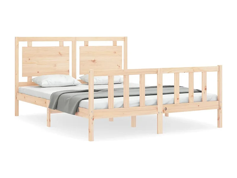 Cadre de lit avec tête de lit 160x200 bois massif