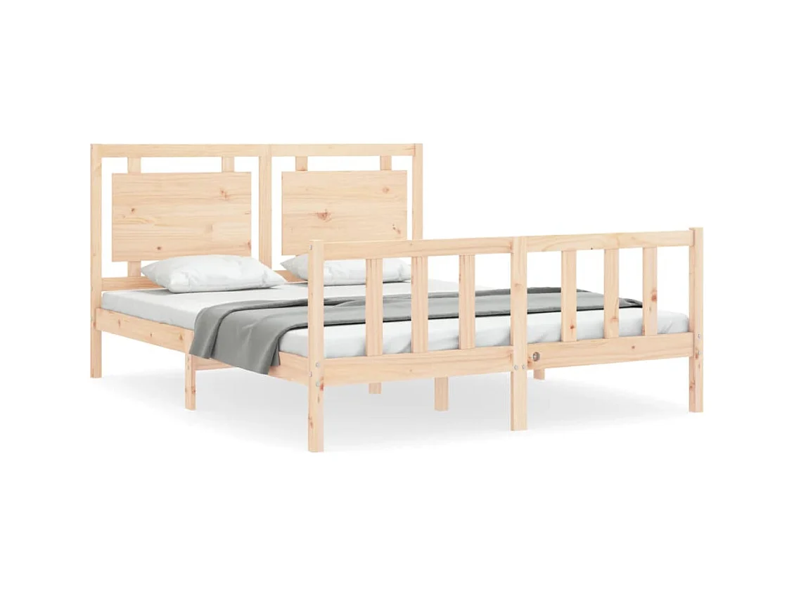 Cadre de lit avec tête de lit 160x200 bois massif