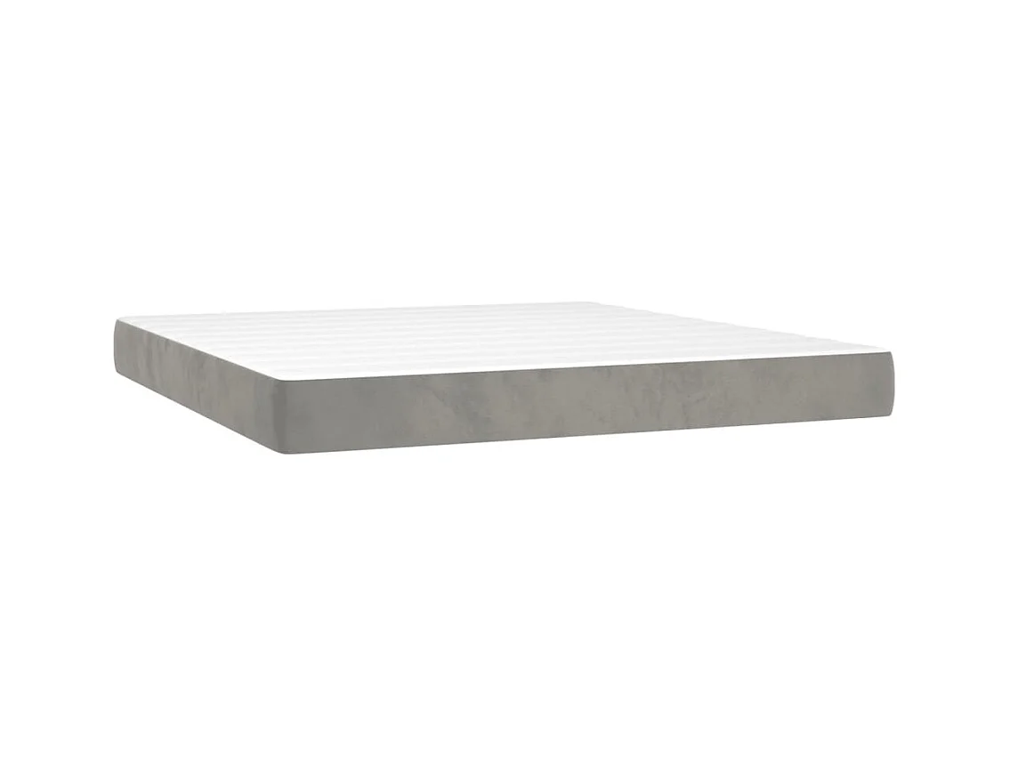 Lit à sommier tapissier et matelas Gris clair 180x200 Velours 2