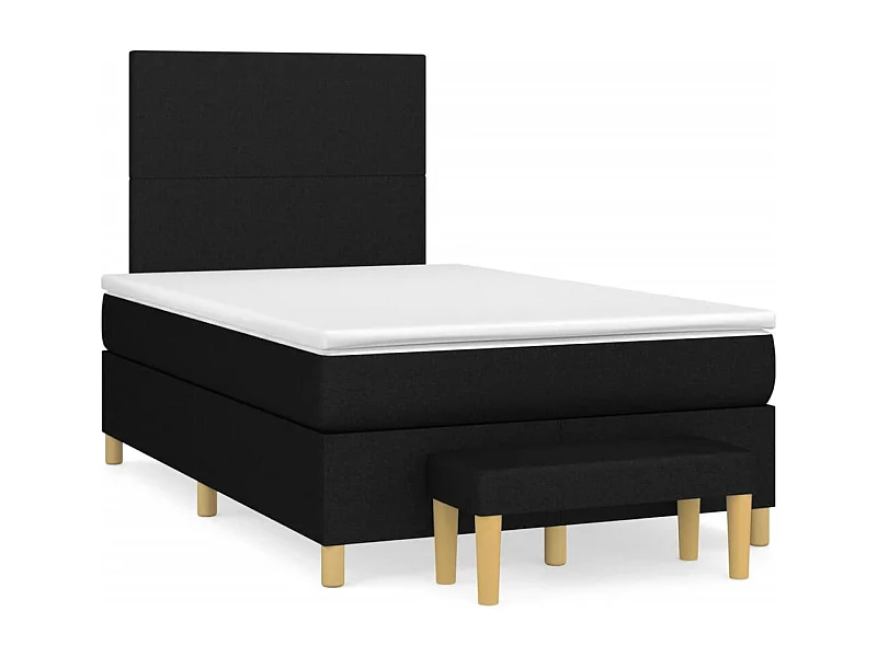 Sommier à lattes de lit avec matelas noir 120x190 tissu