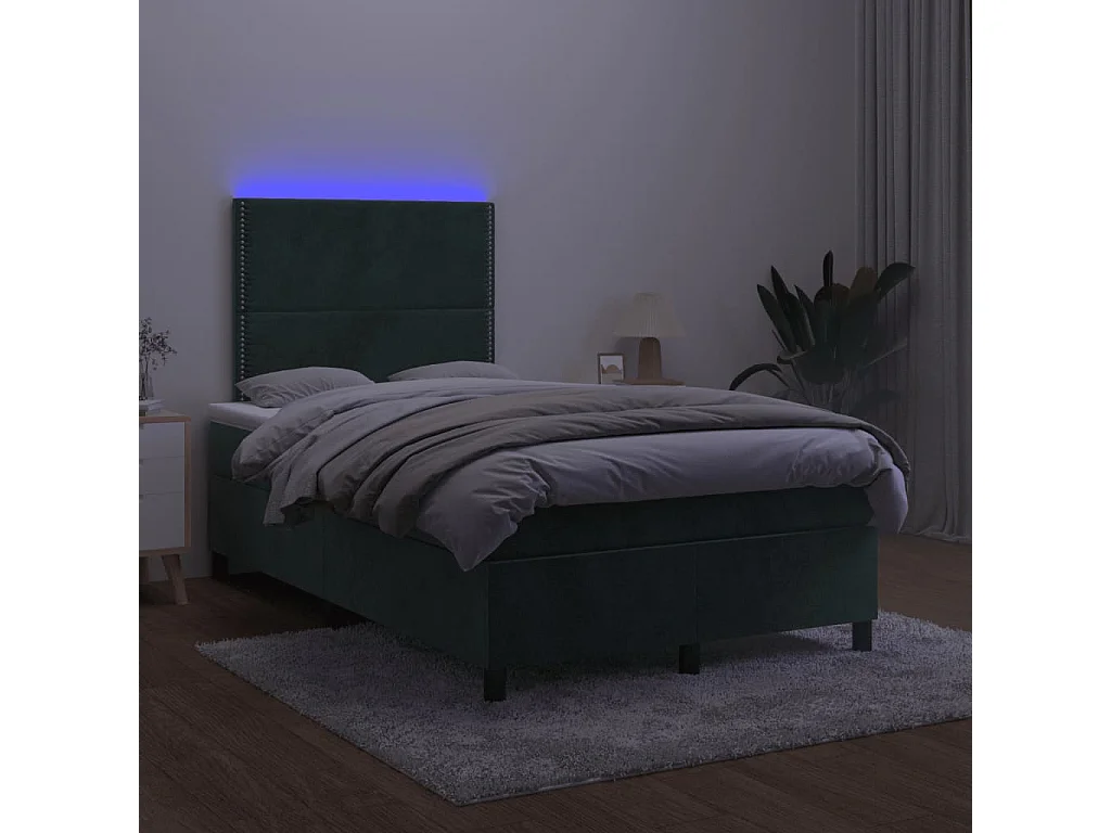 Sommier à lattes de lit avec matelas LED vert foncé 120x190