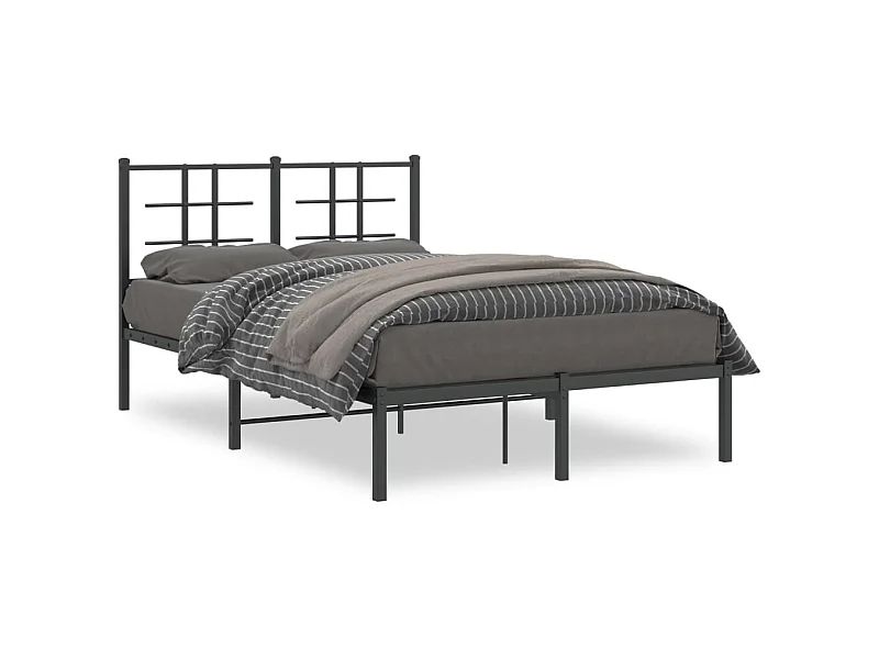 Cadre de lit métal avec tête de lit noir 120x190