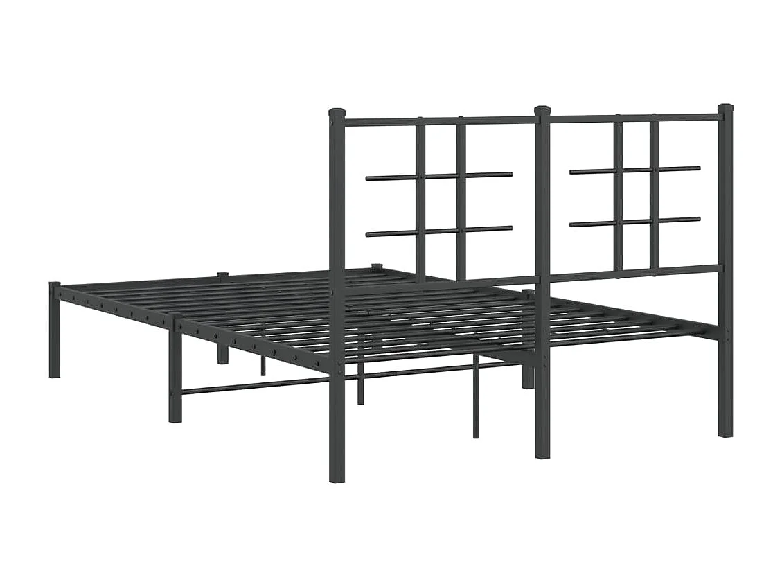 Cadre de lit métal avec tête de lit noir 120x190