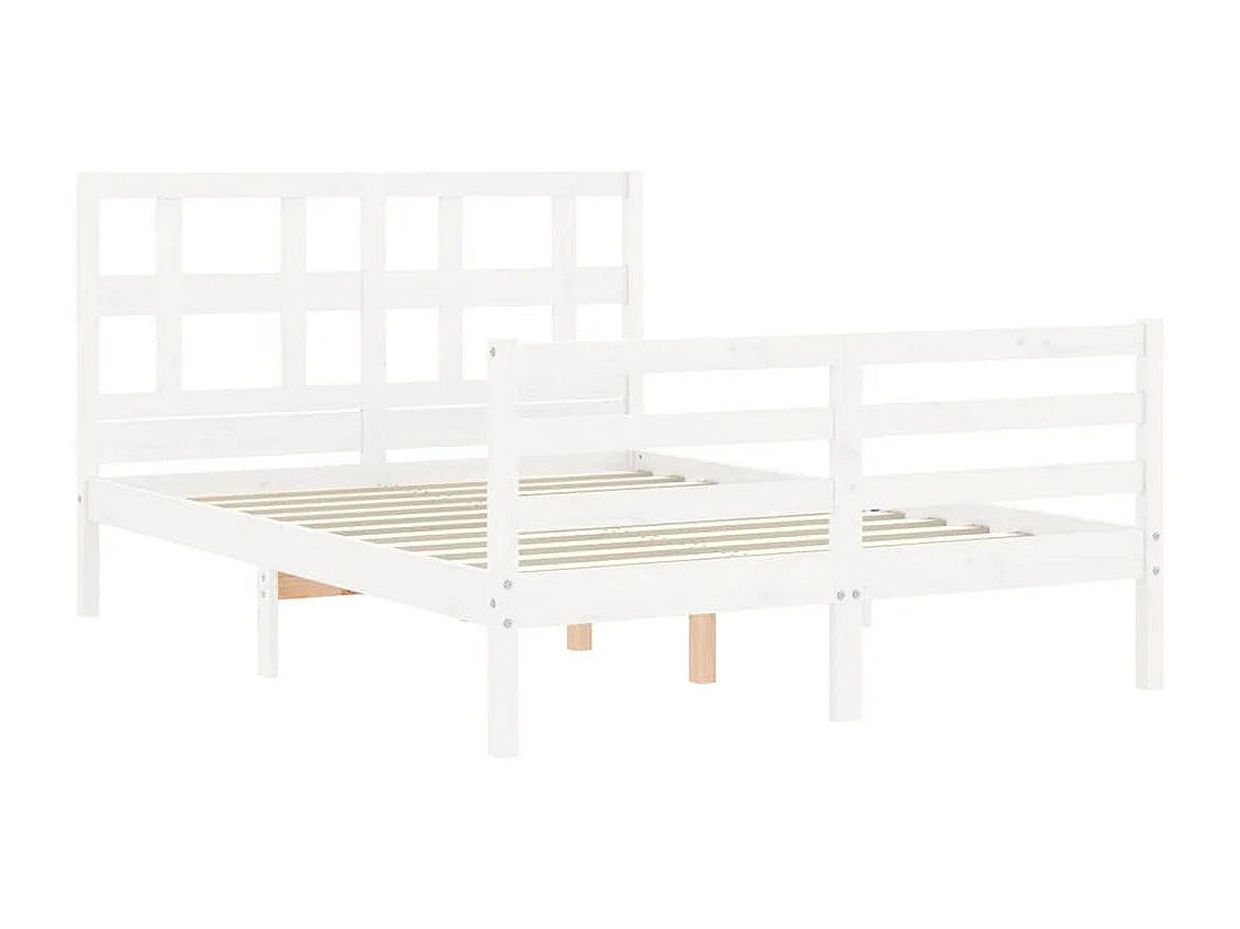 Cadre de lit avec tête de lit blanc 140x200 bois massif