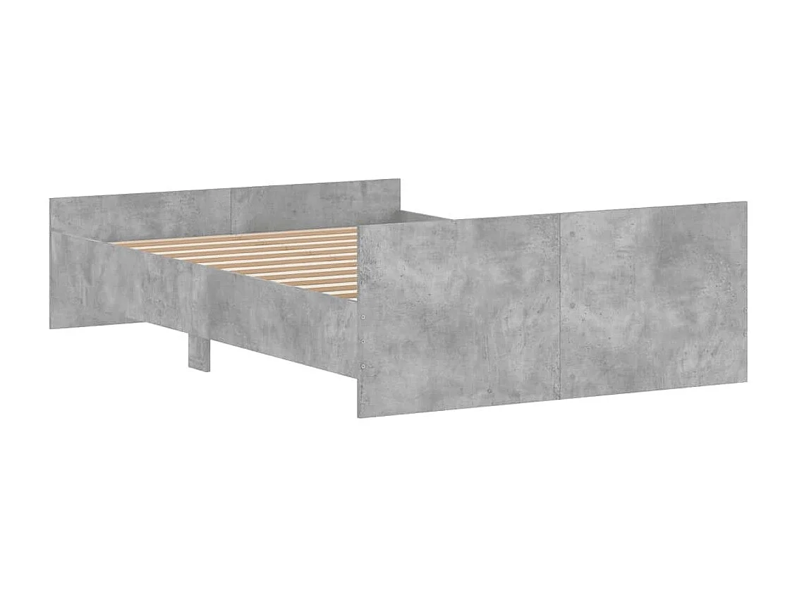 Cadre de lit tête de lit et pied de lit gris béton 120x200