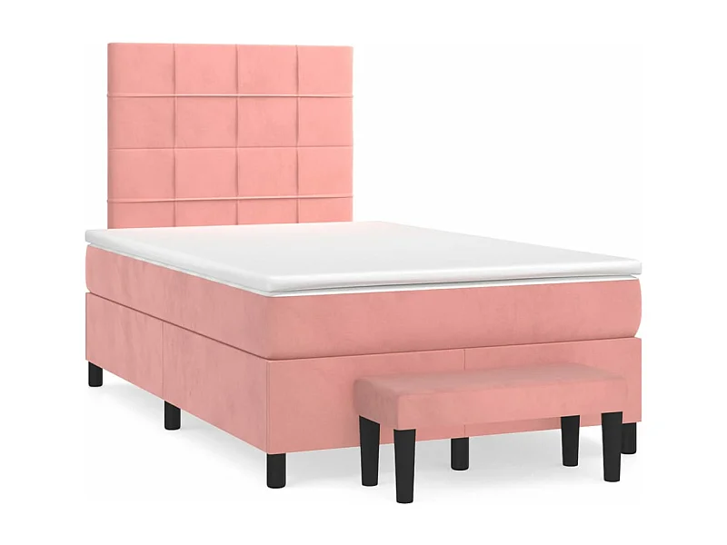 Sommier à lattes de lit avec matelas Rose 120x200 Velours