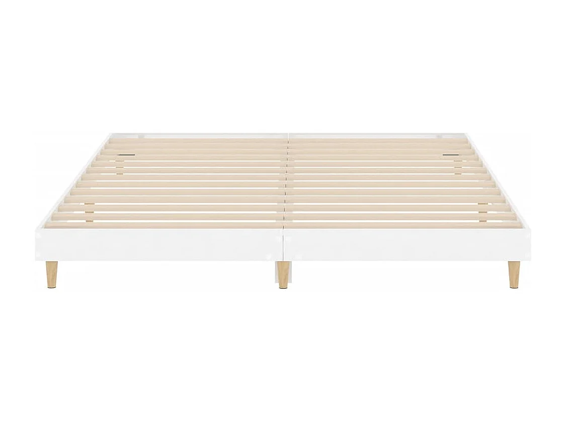 Cadre de lit blanc brillant 200x200 bois d'ingénierie