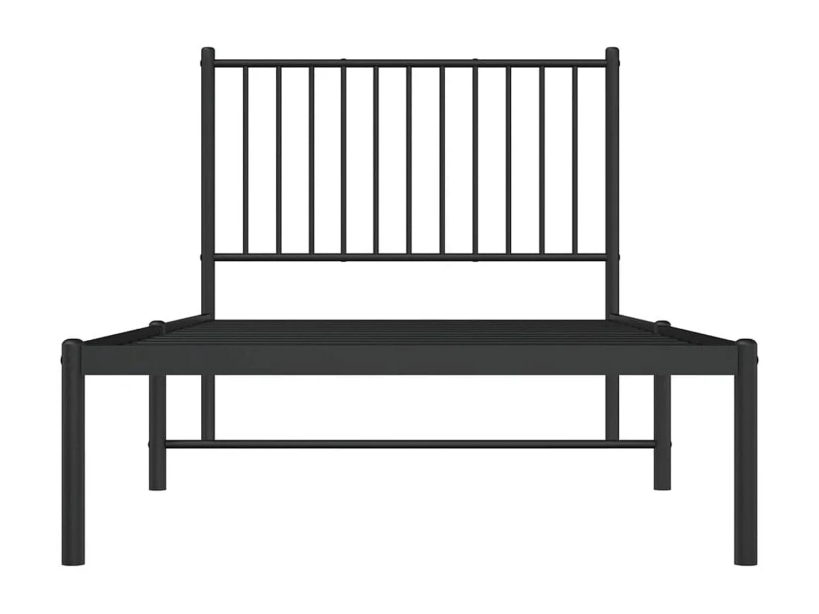 Cadre de lit métal avec tête de lit noir 90x190