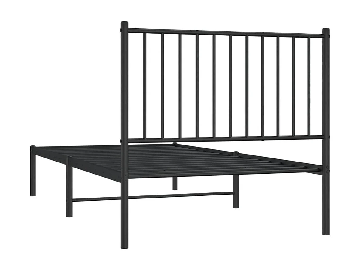 Cadre de lit métal avec tête de lit noir 90x190