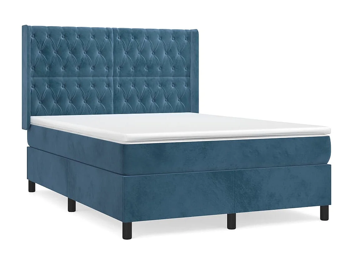 vidaXL Cama box spring con colchón terciopelo azul oscuro 140x200 cm