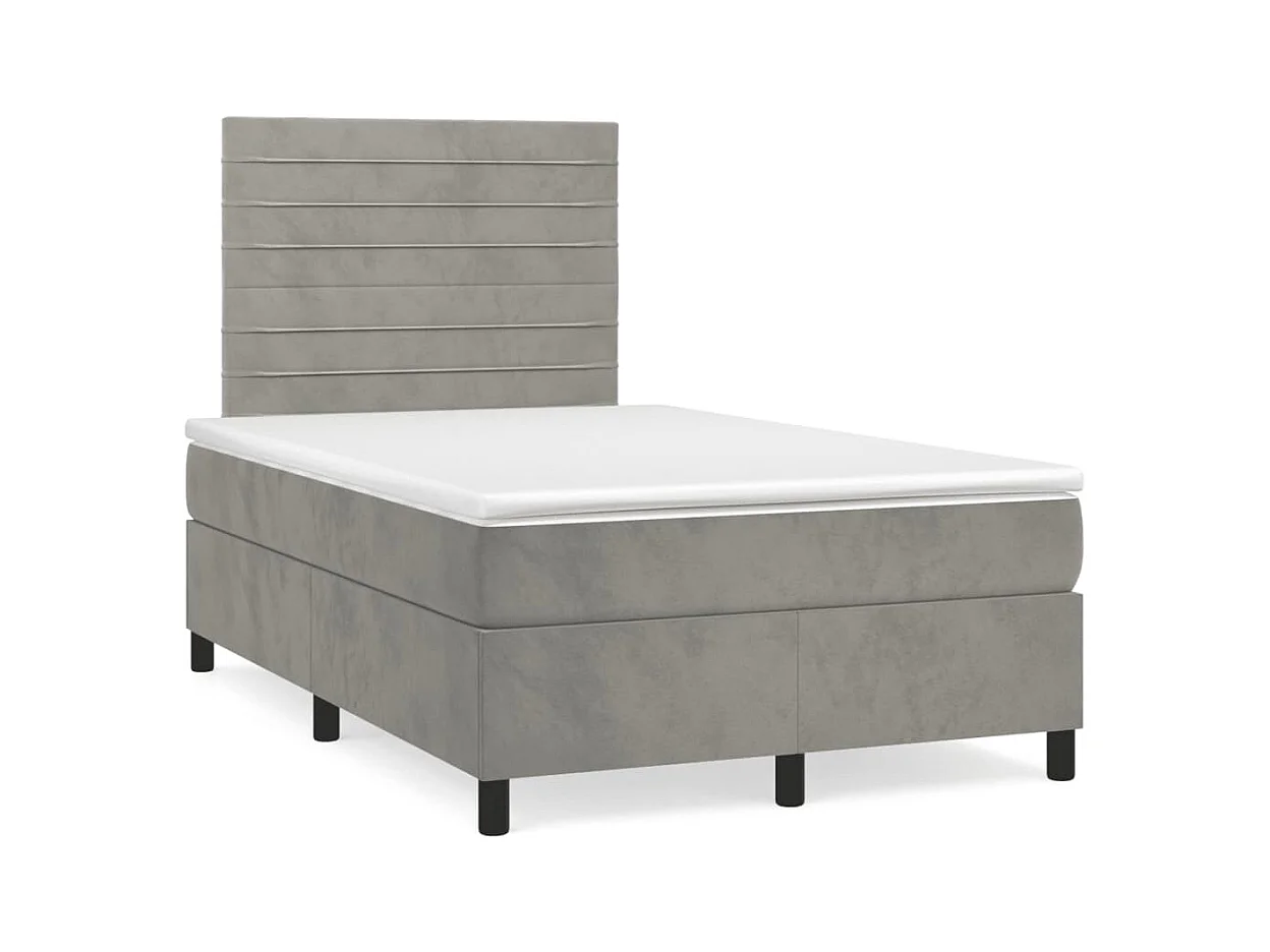 Sommier à lattes de lit avec matelas LED gris clair 120x190