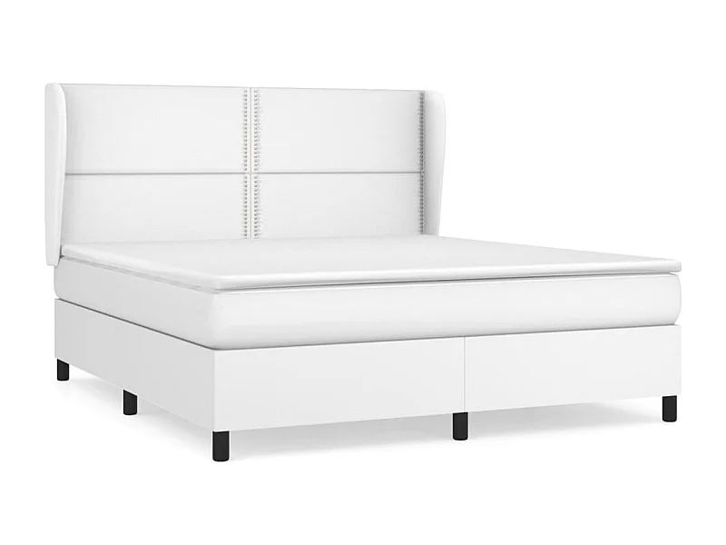 Sommier à lattes de lit avec matelas Blanc 180x200 Similicuir