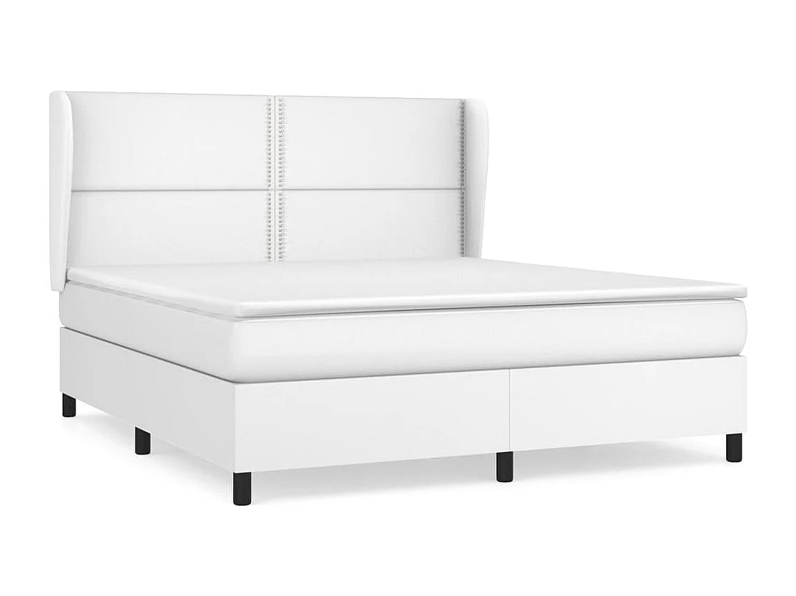 Sommier à lattes de lit avec matelas Blanc 180x200 Similicuir