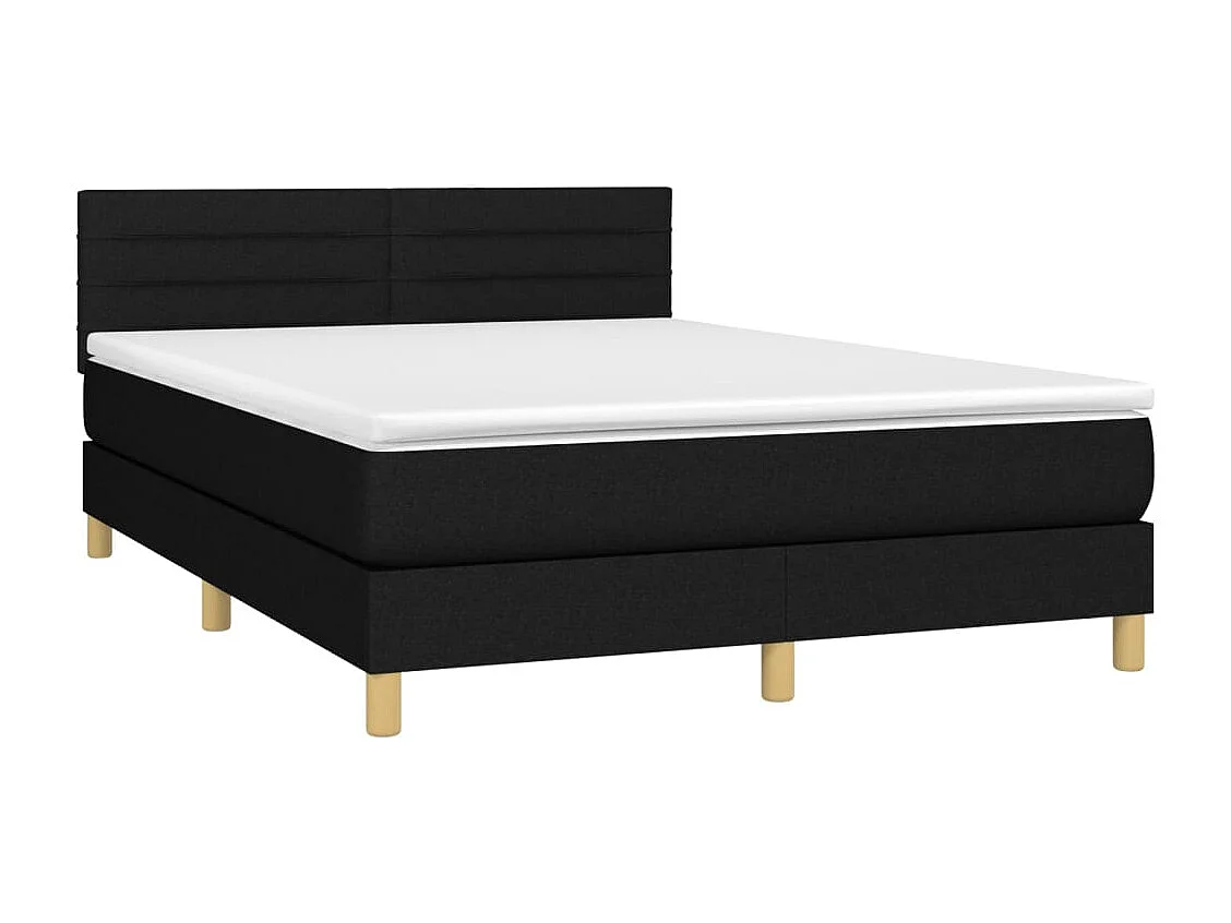 Sommier à lattes de lit avec matelas LED Noir 140x190 Tissu