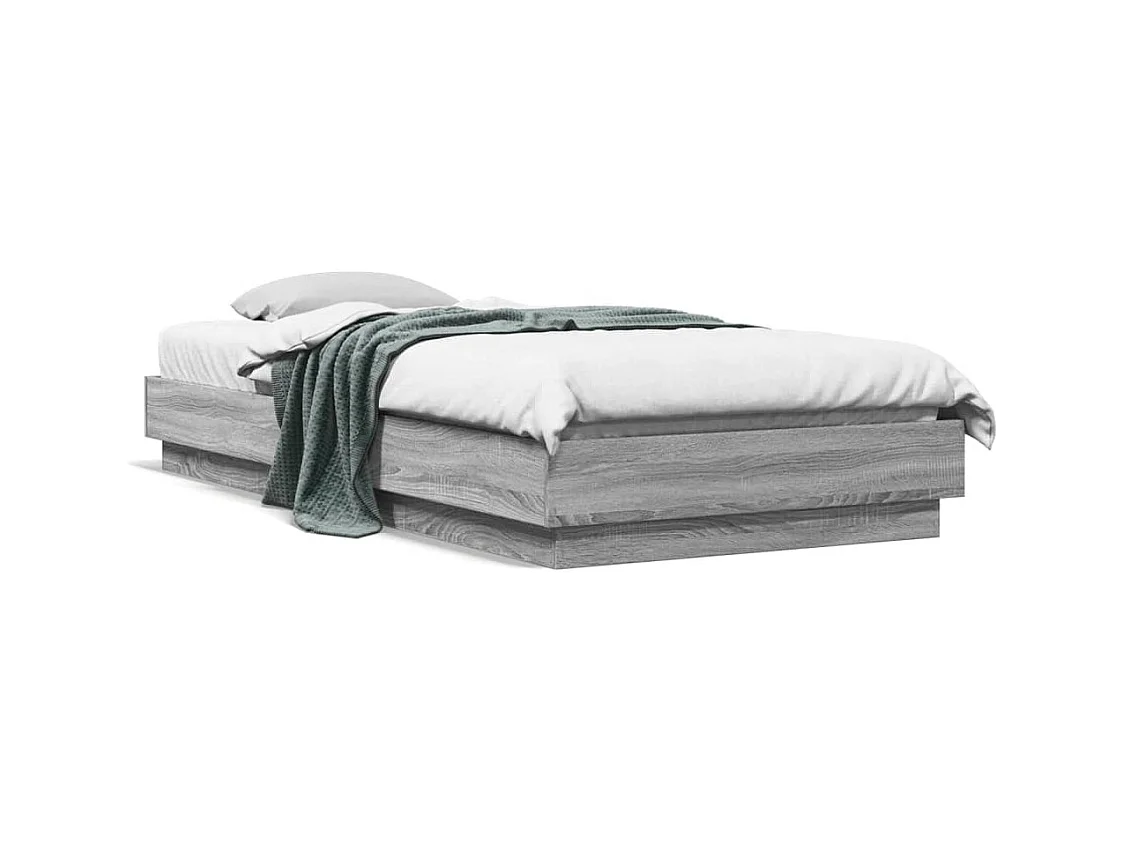 Cadre de lit avec lumières LED sonoma gris 100x200