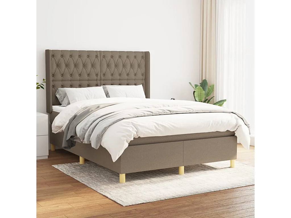 Sommier à lattes de lit avec matelas Taupe 140x190 Tissu