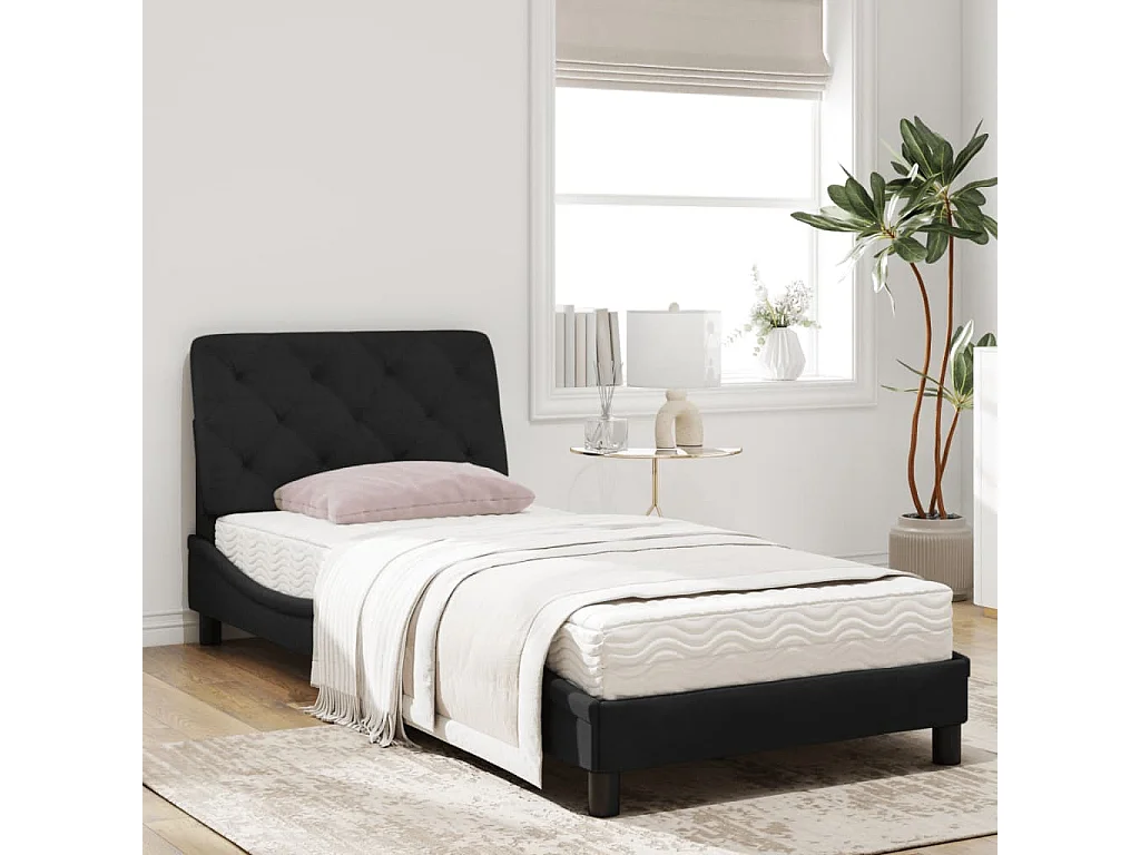 Lit avec matelas noir 80x200 velours
