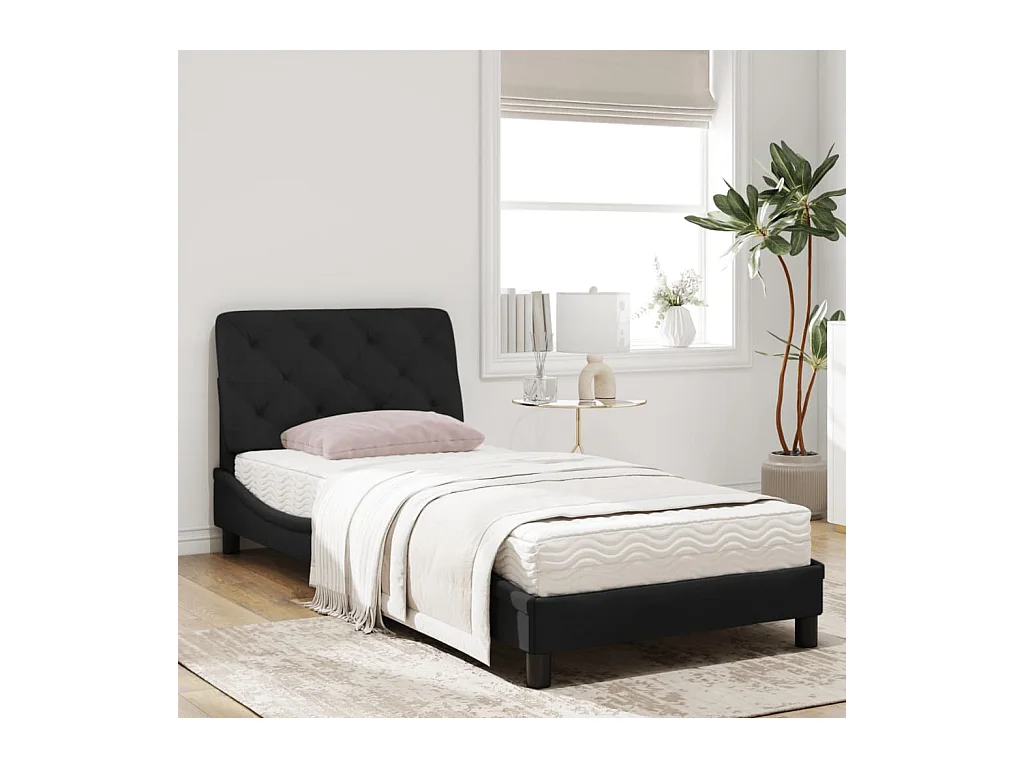 Lit avec matelas noir 80x200 velours