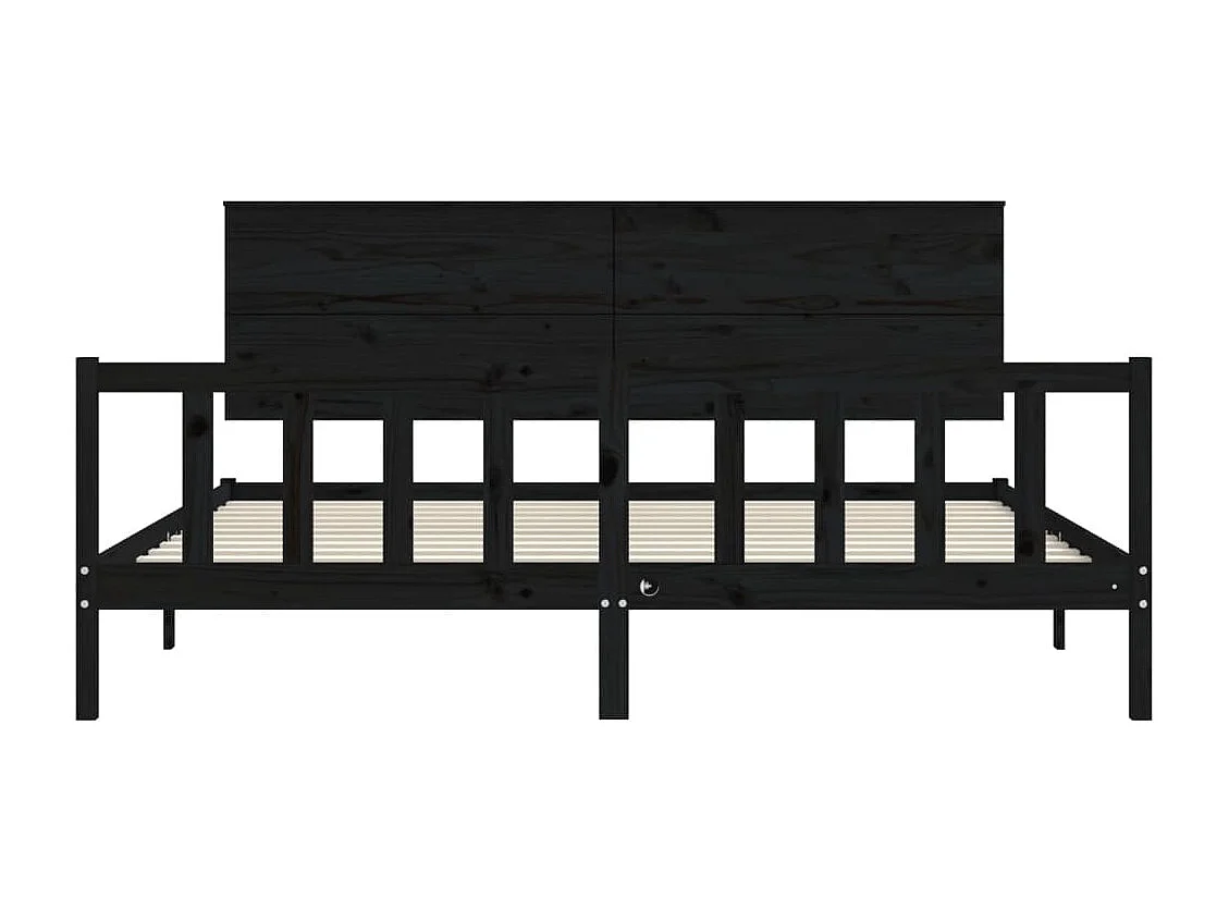 Cadre de lit avec tête de lit noir 200x200 bois massif