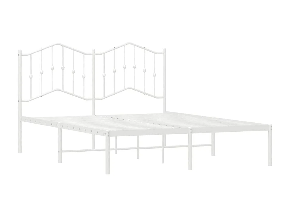 Cadre de lit métal avec tête de lit blanc 135x190