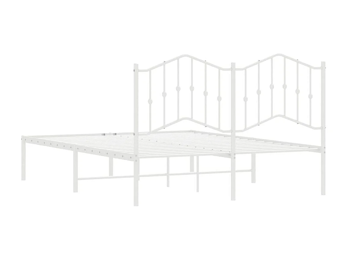 Cadre de lit métal avec tête de lit blanc 135x190