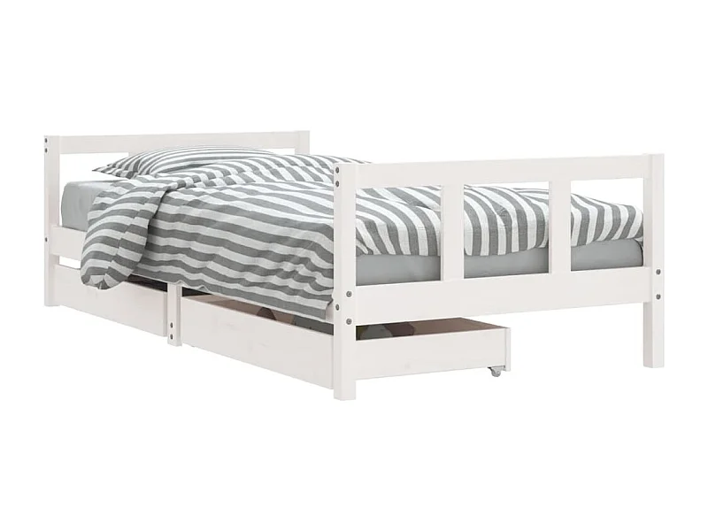 Cadre de lit d'enfants tiroirs blanc 90x190 bois pin massif