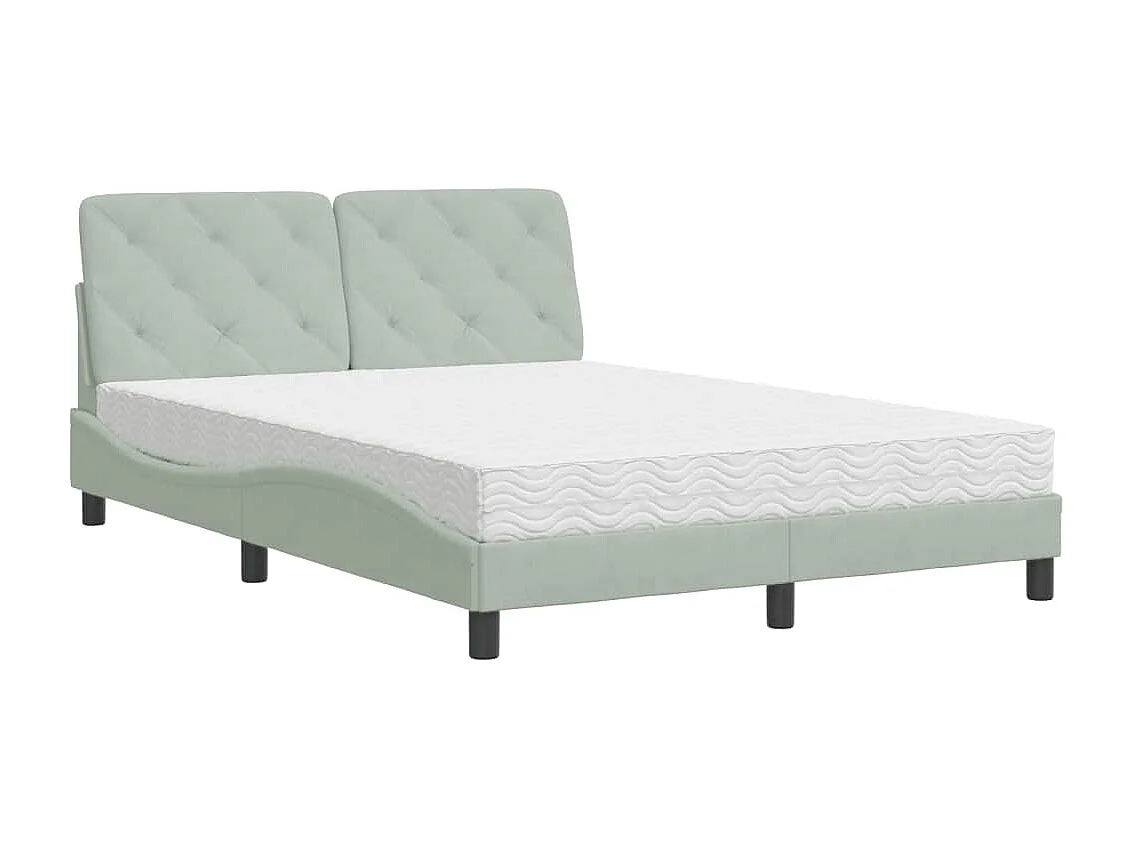 Lit avec matelas gris clair 140x200 velours