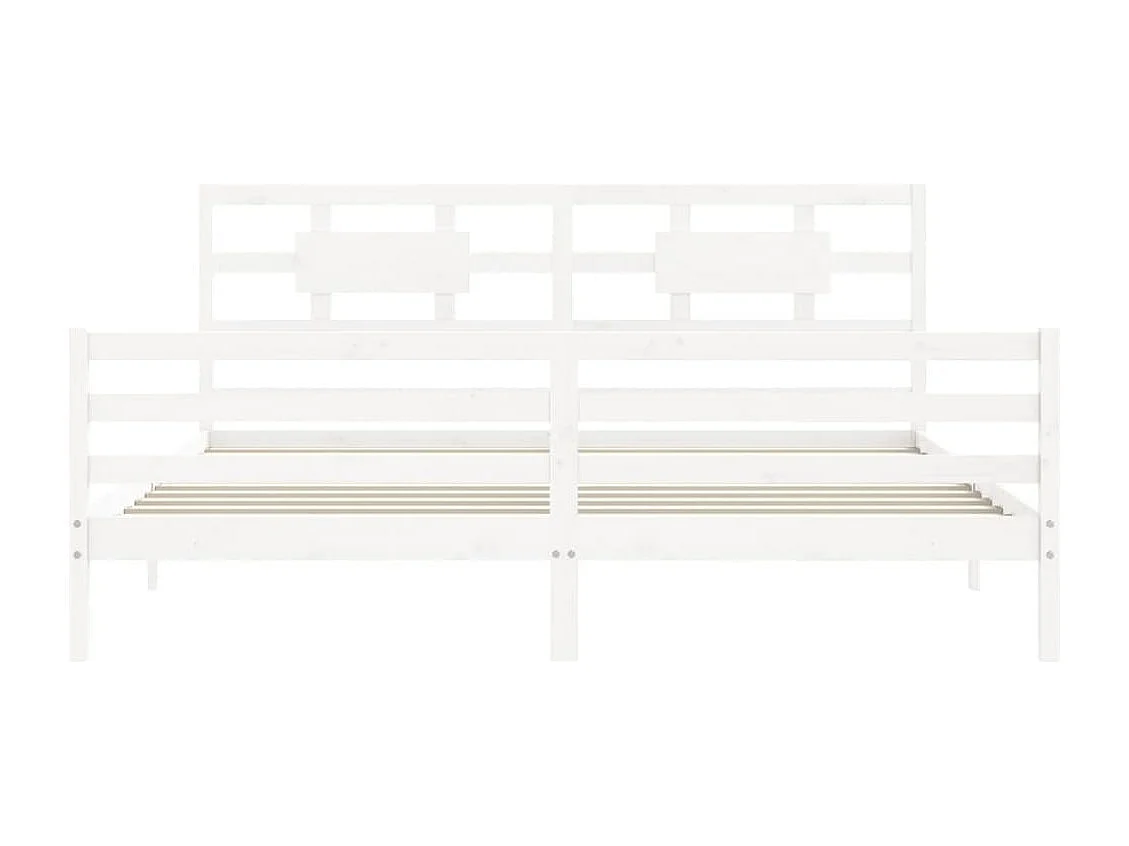 Cadre de lit avec tête de lit blanc 200x200 bois massif