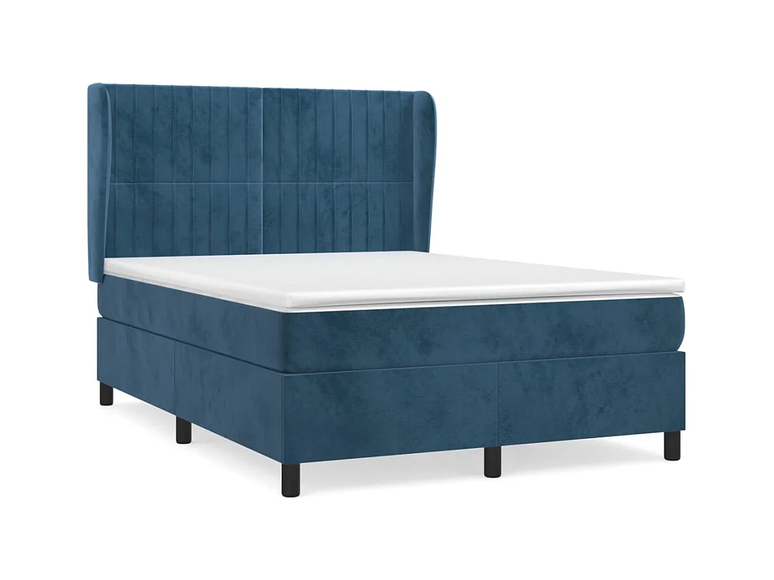 Sommier à lattes de lit et matelas Bleu foncé 140x200 Velours