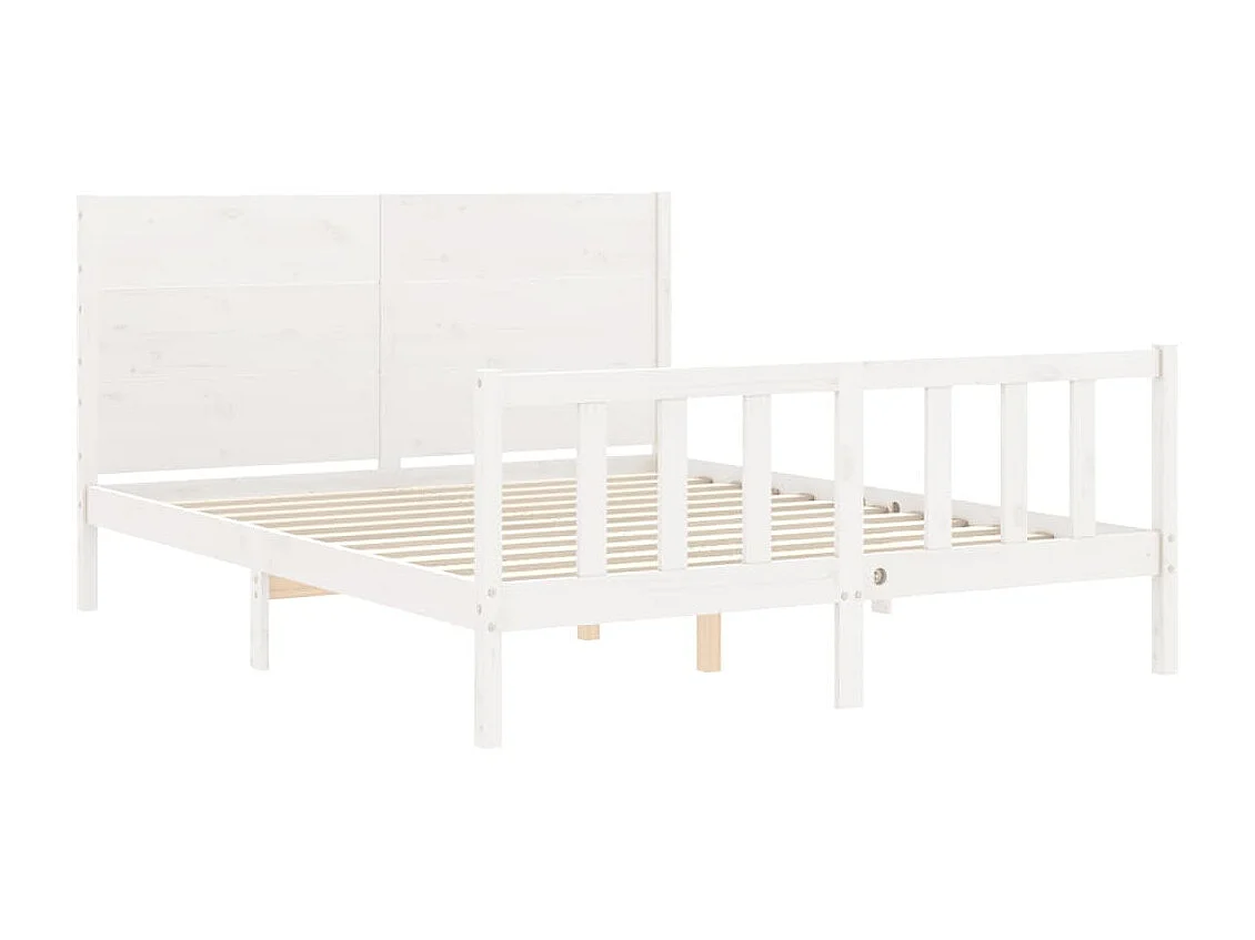 Bedframe met hoofdbord massief hout wit