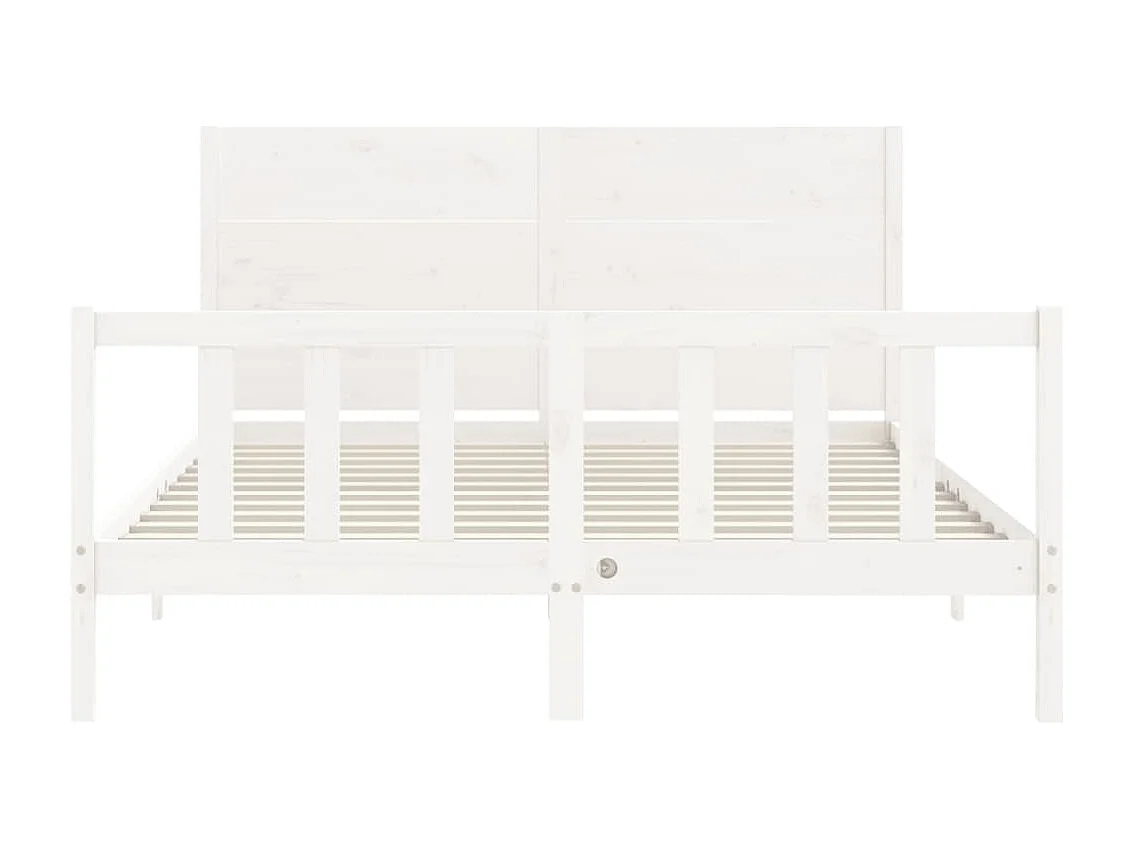 Bedframe met hoofdbord massief hout wit