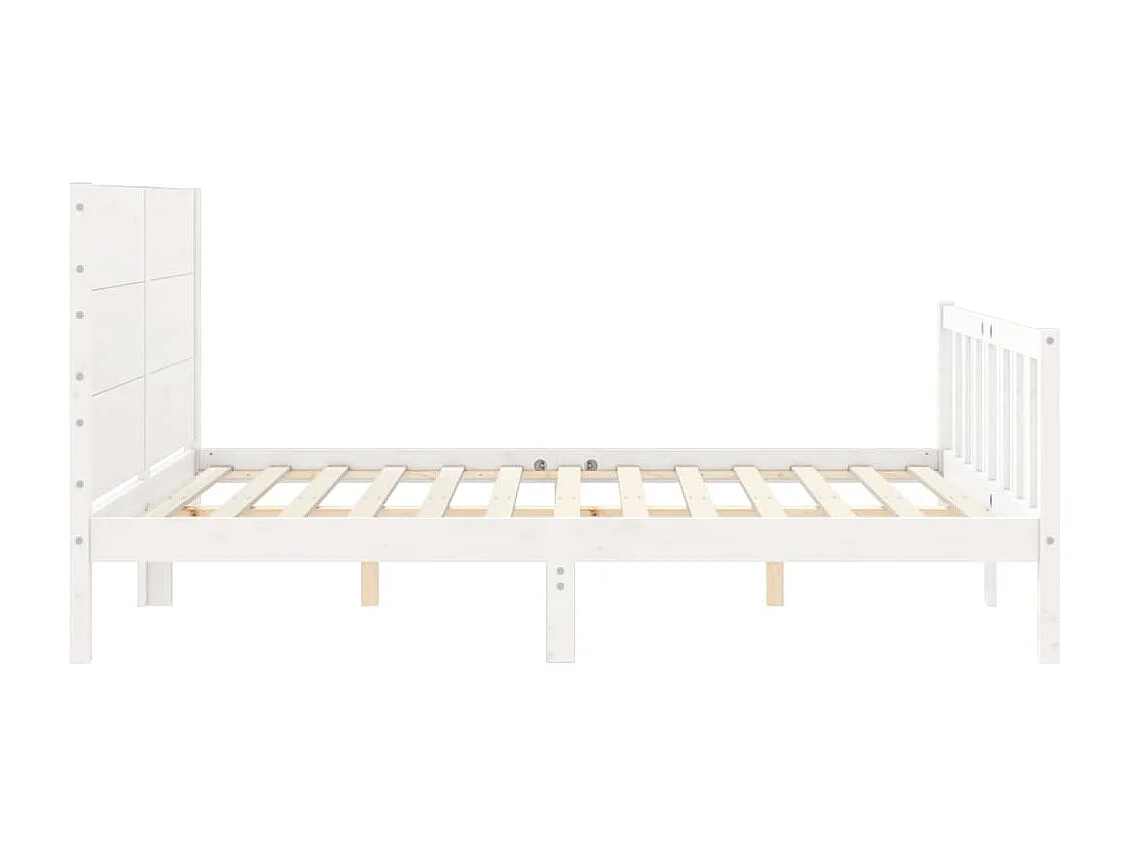 Bedframe met hoofdbord massief hout wit